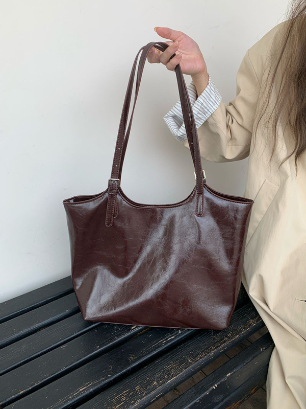 Ženska Tote torba – PU materijal, gradski stil, vodoravni kvadratni oblik, magnetska kopča, skriveni džep sa zipom