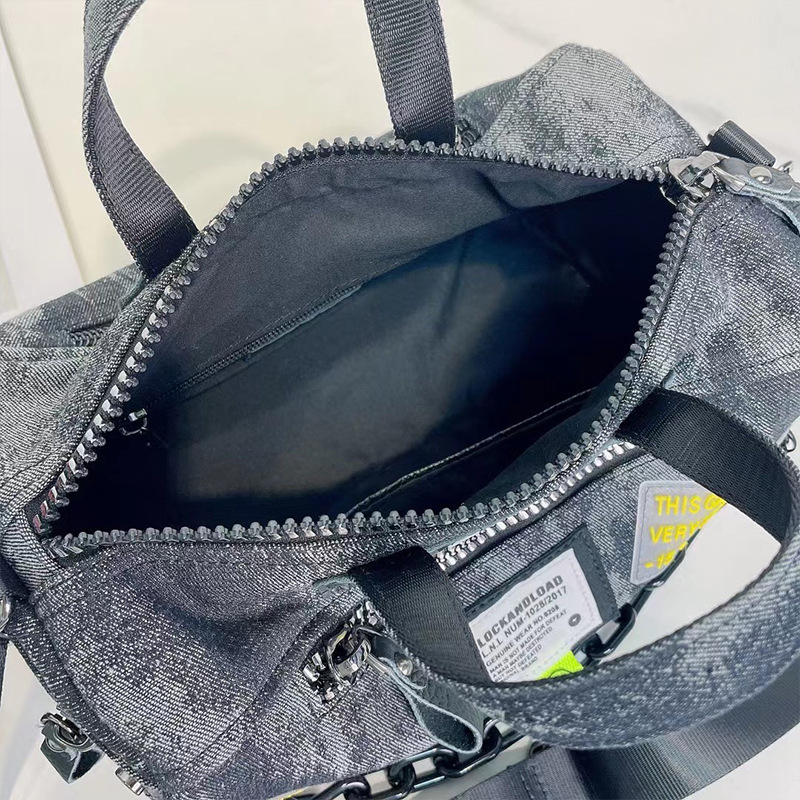 Ženska denim torba, gradski minimalistički stil, Boston torba, horizontalni kvadratnog oblika, zatvarač na zip