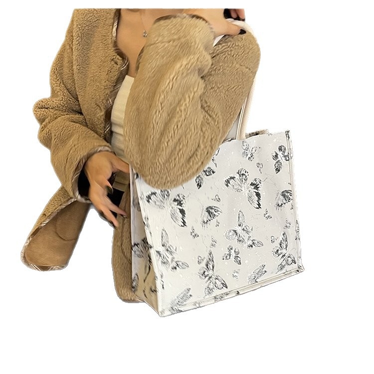 Torba Tote, gradski stil street fashion, najlonski materijal, vodoravni kvadratni oblik, magnetsko zatvaranje