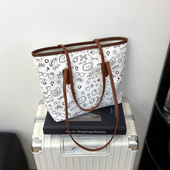Torba Tote – ulični stil, materijal: tkanina, zatvarač, poliester podstava, horizontalni kvadratni oblik