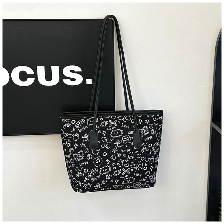 Torba Tote – ulični stil, materijal: tkanina, zatvarač, poliester podstava, horizontalni kvadratni oblik