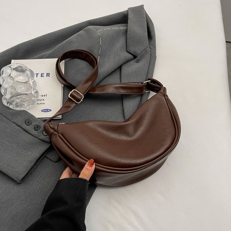 Crossbody torbica Dumpling od PU, gradski minimalistički stil, zatvarač, džep za telefon