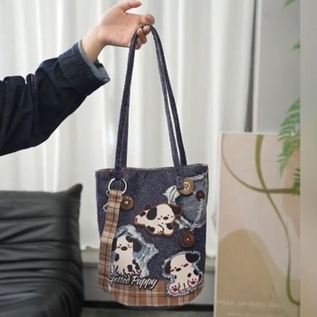 Platnena bucket torba za žene s produženim lancem, crossbody/ramena torba; prilagodljiva, moguć tisak logotipa