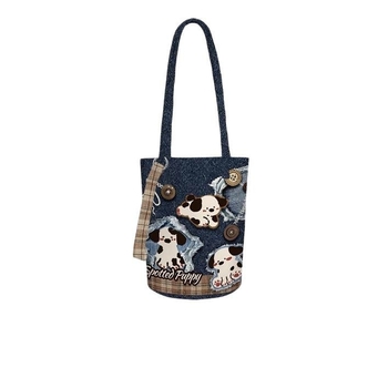 Platnena bucket torba za žene s produženim lancem, crossbody/ramena torba; prilagodljiva, moguć tisak logotipa