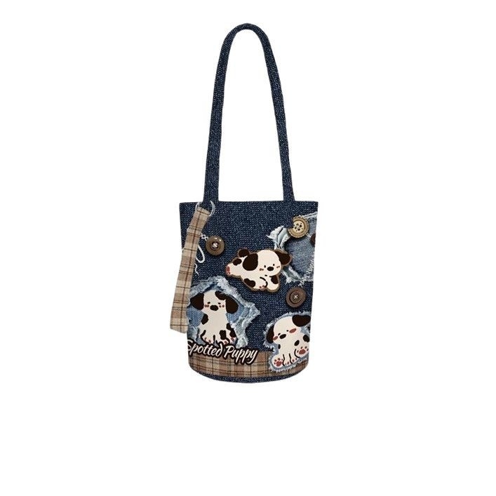 Platnena bucket torba za žene s produženim lancem, crossbody/ramena torba; prilagodljiva, moguć tisak logotipa