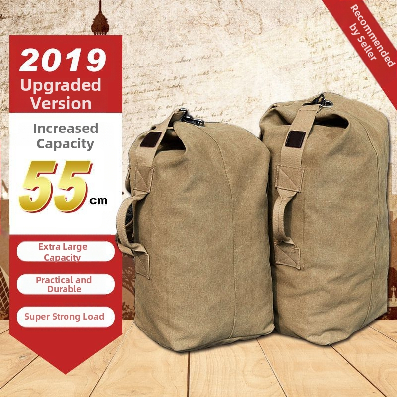 Vīriešu platna mugursoma bucket stilā ceļojumiem un ikdienas lietošanai, ar izliektām plecu siksnām, saderīga ar 16 collu klēpjdatoru, iekšējā odere neilons