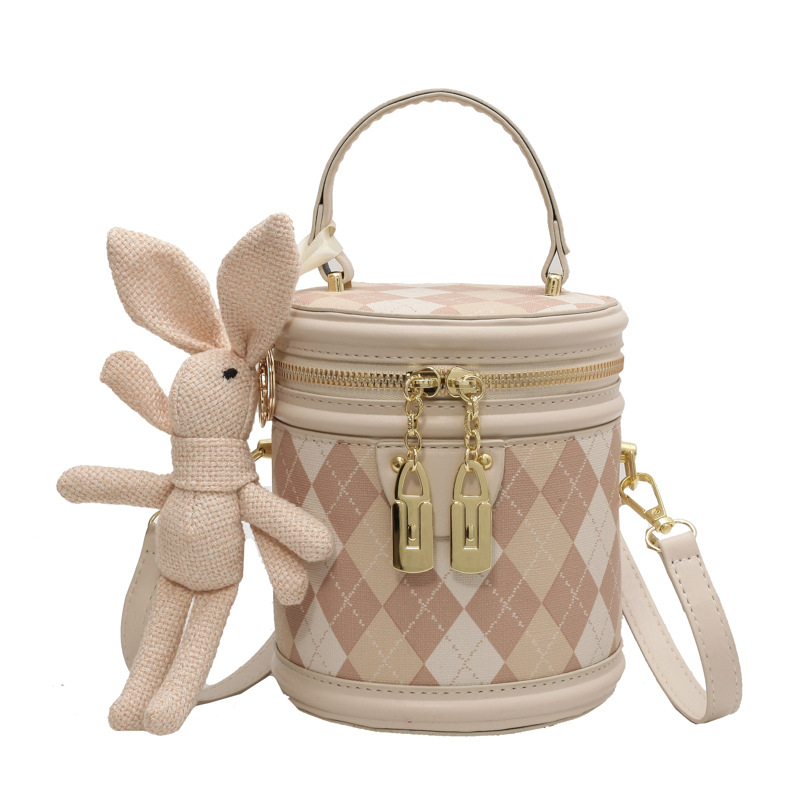 Ženska bucket torba s romboidnim šavom, novi model 2025, PU koža, nošenje na rame ili crossbody