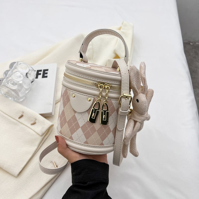 Ženska bucket torba s romboidnim šavom, novi model 2025, PU koža, nošenje na rame ili crossbody