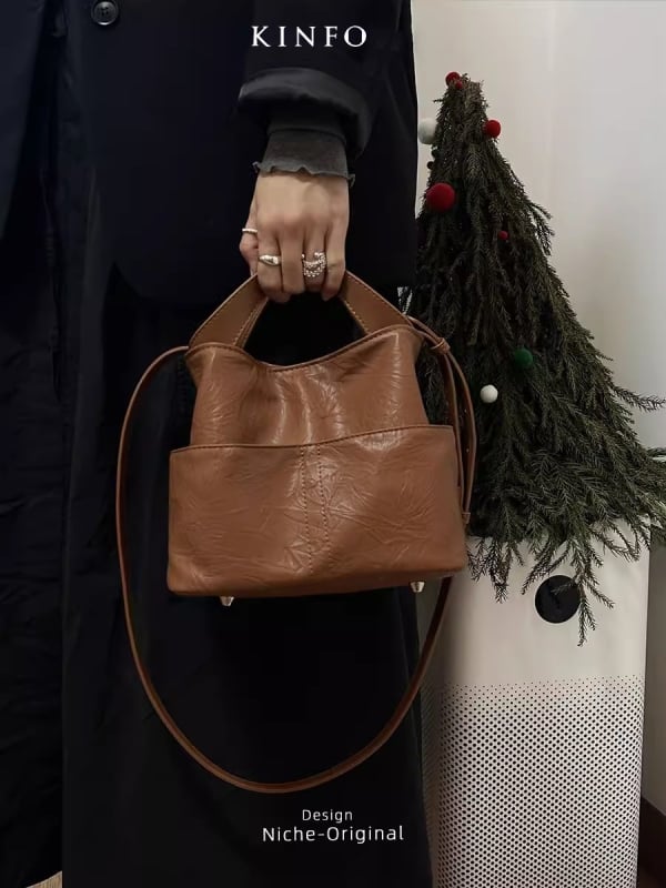 Ženska bucket torba - PU, gradski jednostavan stil, ručno i crossbody, svakodnevna upotreba