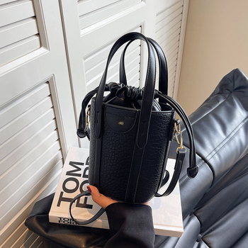 Unisex torba od sintetičke kože, bucket stil, zatvarač na povlačenje šnure, PU podstava