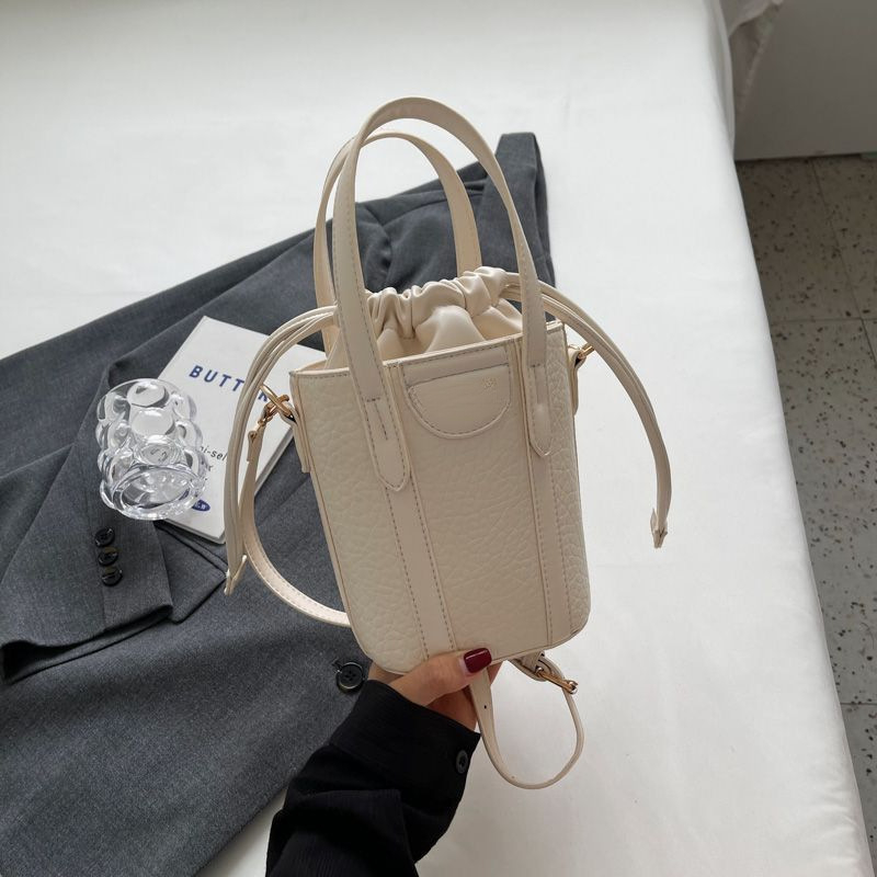 Unisex torba od sintetičke kože, bucket stil, zatvarač na povlačenje šnure, PU podstava