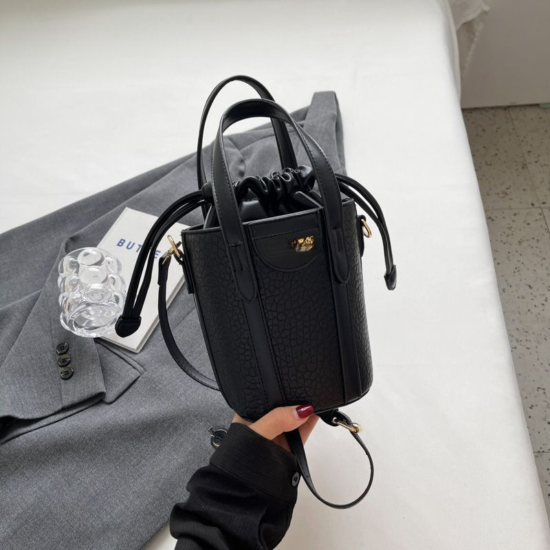Unisex torba od sintetičke kože, bucket stil, zatvarač na povlačenje šnure, PU podstava