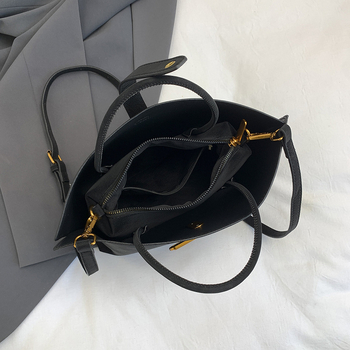 Torba tipa bucket, Gradski minimalistizam (PU koža, Horizontalni kvadratni oblik, Magnetna kopča, Unutarnji džep za telefon)