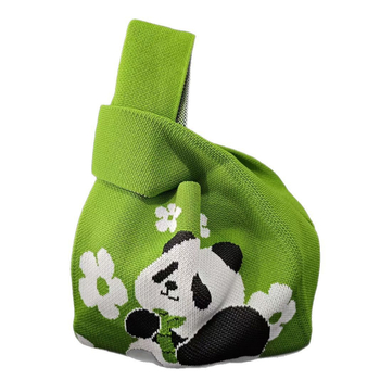Pletena Panda torbica, gradski stil, poliester, vertikalno kvadratnog oblika, otvoreni vrh
