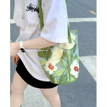 Geantă din pânză cilindrică, cu deschidere deschisă, căptușeală din pânză, buzunar intern pentru telefon, potrivită pentru utilizare zilnică