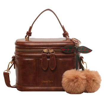 PU teksturirana bucket torba, cilindrični oblik, zatvarač, urbani minimalistički stil (Urban Simplicity; PU; Bucket bag; Cylinder shape; Zipper)