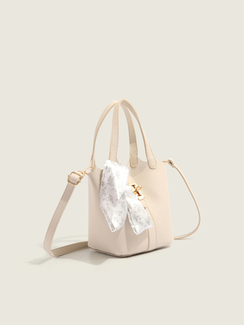 Geantă bucket din PU, stil coș de legume, formă de găleată, închidere cu lacăt, căptușeală din piele sintetică, o curea, pentru uz zilnic