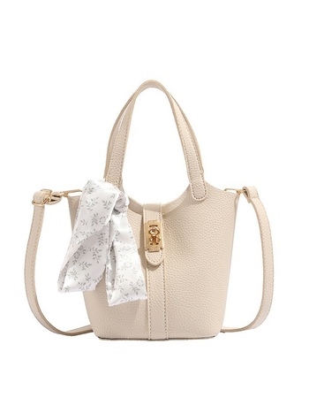 Geantă bucket din PU, stil coș de legume, formă de găleată, închidere cu lacăt, căptușeală din piele sintetică, o curea, pentru uz zilnic