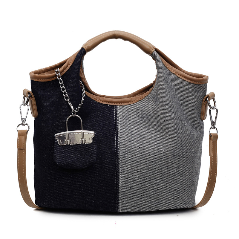 Ženska denim torba tip bucket s jednim remenom, svakodnevni gradski stil, ljeto 2025