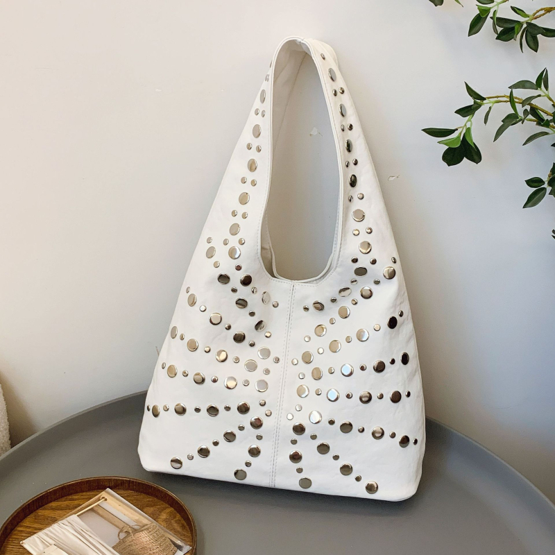 Geantă bucket pentru subraț, în stil street fashion, din PU, formă dumpling, închidere magnetică, buzunar interior cu fermoar și buzunar pentru telefon