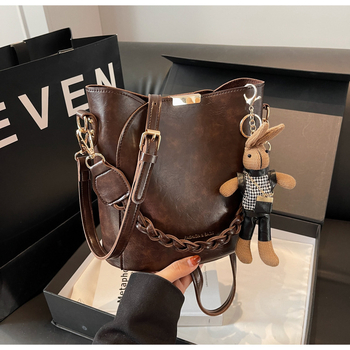 Ženska torba s vintage dizajnom, model 2025, vrhunska tekstura, svestrana crossbody torba s cilindričnim oblikom bucket bag