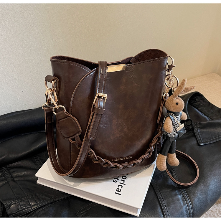 Ženska torba s vintage dizajnom, model 2025, vrhunska tekstura, svestrana crossbody torba s cilindričnim oblikom bucket bag