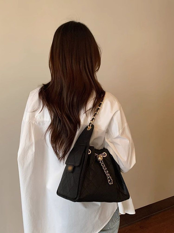 Geantă bucket pentru femei, quilted, stil casual, poliester, primăvara 2025, crossbody