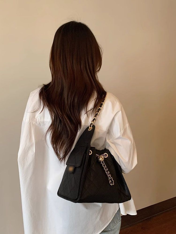 Geantă bucket pentru femei, quilted, stil casual, poliester, primăvara 2025, crossbody