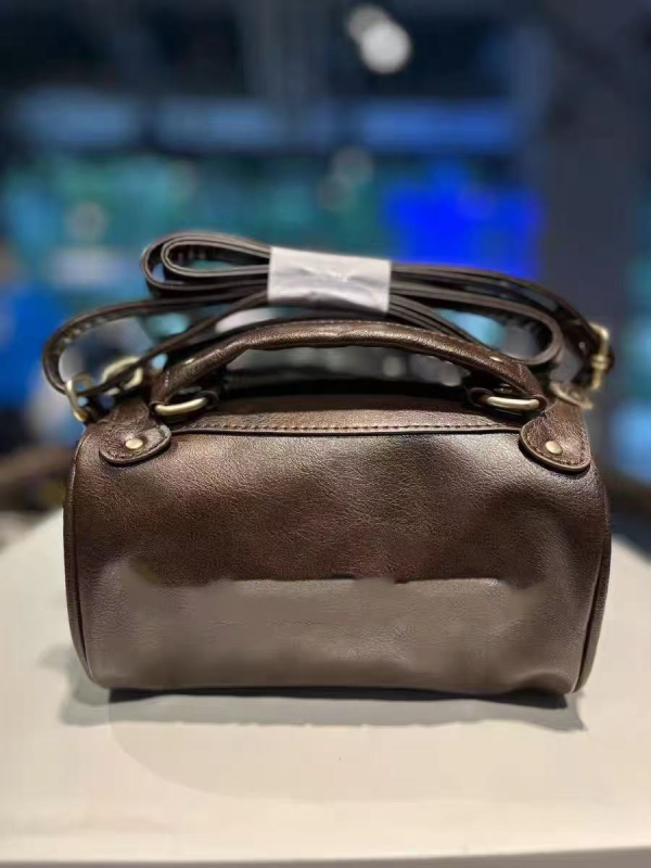 Geantă cilindrică, stil bucket, piele naturală, fermoar, buzunar ascuns cu fermoar