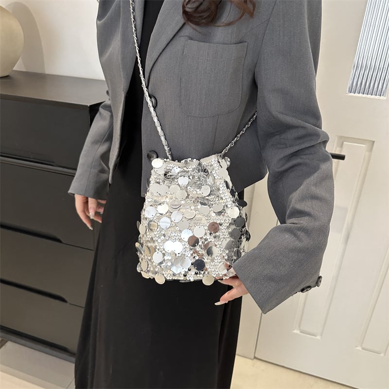 Geantă bucket din PU pentru femei, închidere magnetică, buzunar intern pentru card/ID, curea de umăr unică, stil urban