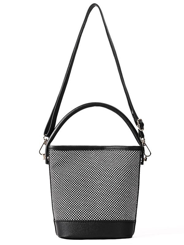Ženska bucket bag, urbani minimalistički stil, PU koža, vertikalni kvadratni oblik, otvoreni gornji dio