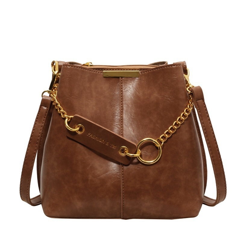Ženska bucket torba, korejskog stila, PU koža, lančani remen, crossbody retro, izlazi jesensko 2024