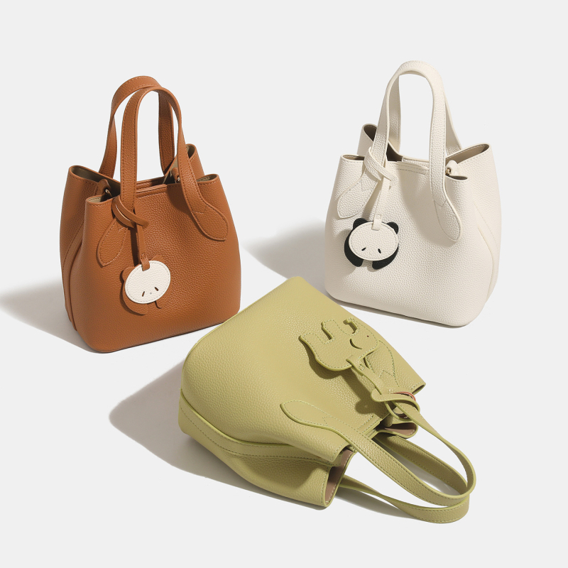 Geantă tip găleată pentru femei, piele PU, motiv desen animat, închidere magnetică, buzunar cu fermoar, căptușeală poliester, vara 2025