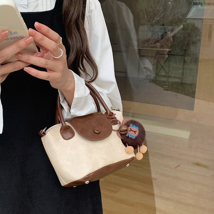 Geantă tip găleată în stil coș de legume, cu închidere fermoar, buzunar interior cu fermoar, primăvara 2025