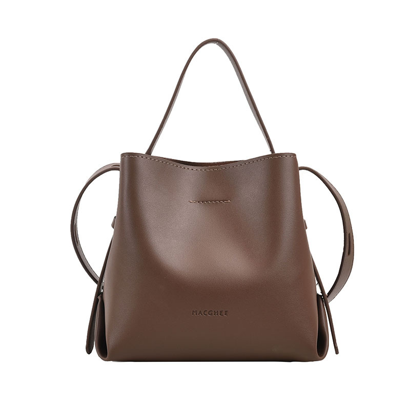 Geantă tip găleată din PU, stil urban simplu, închidere magnetică, căptușeală din poliester, curea de umăr simplă