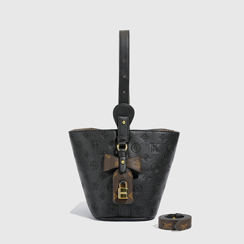 Geantă bucket din piele PU, stil urban minimalist, închidere magnetică, căptușeală sintetică, buzunar pentru telefon, toamnă 2025