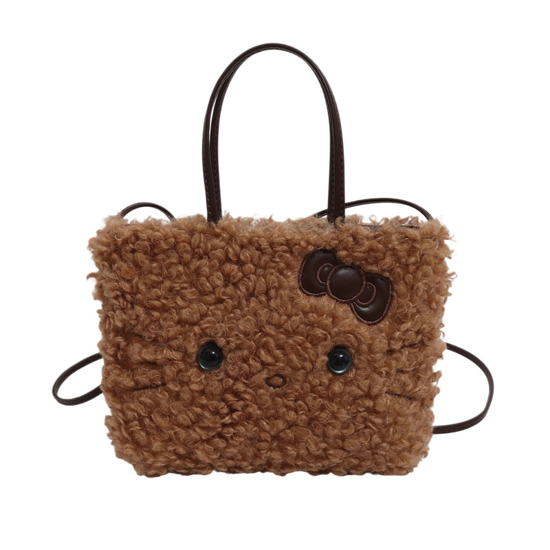 Torbica od PU materijala tipa kanta s leopardim uzorkom i plišastom teksturom, zatvaranje šnurlom i crossbody naramenica