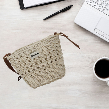 Jinyiju Crossbody torba od slame – gradska jednostavnost, pletena, vertikalni kvadratni oblik, zatvaranje šnalom, za svakodnevnu upotrebu