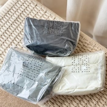 Geantă bucket cilindrică, material poliester-coton, curele duble pentru crossbody și mână, închidere cu fermoar, buzunar intern cu fermoar