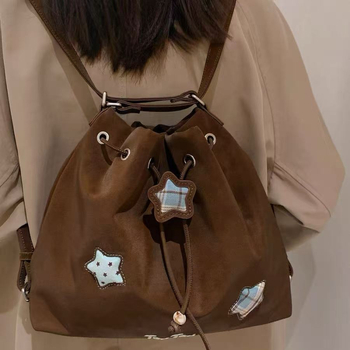 Unisex PU bucket torba sa zatvaranjem na špagu, uspravnog kvadratnog oblika tote, s džepom na zip i džepom za telefon