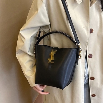 PU anyagú bucket táska, városi minimalist stílus, bélés poliészter-pamut, nyitott nyitás, belső zsebek: rejtett cipzáras zseb, telefon zseb, ID zseb