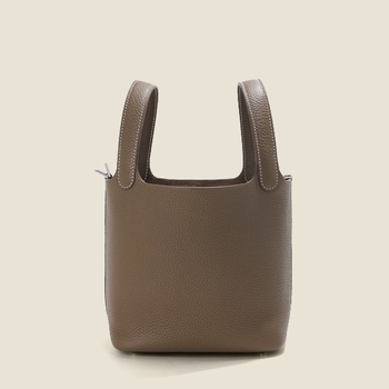 Kamiti ženska kožna bucket torba, velika kapaciteta, gradski minimalistički stil, podstava od prave kože