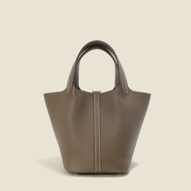 Kamiti ženska kožna bucket torba, velika kapaciteta, gradski minimalistički stil, podstava od prave kože