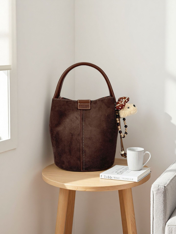 Bucket torba od PU materijala, magnetska kopča, džep sa zipom, gradski minimalistički stil, za dnevnu uporabu