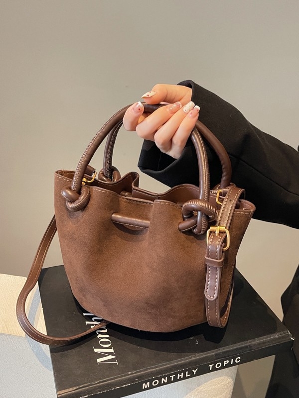 Bucket torba, PU materijal, gradski stil, otvaranje šnurovima, džep za telefon