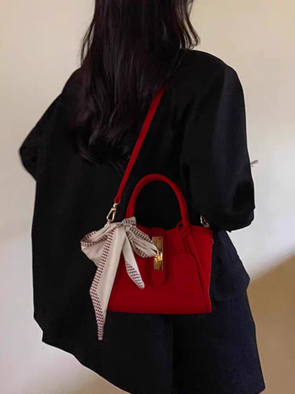 Geantă de mireasă tote, stil urban simplu, material PU, formă de găleată cu capacitate mare, deschidere superioară, buzunar intern cu fermoar