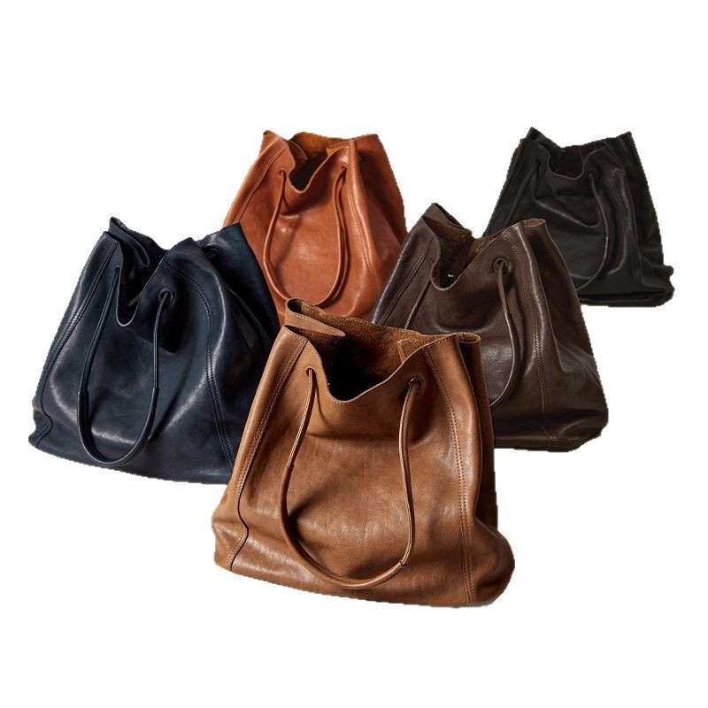Mellbao Crossbody Bucket Torba, Prava Koža, Cilindrični Oblik, Otvoren Vrh, Podstava od Kravljeg Kože