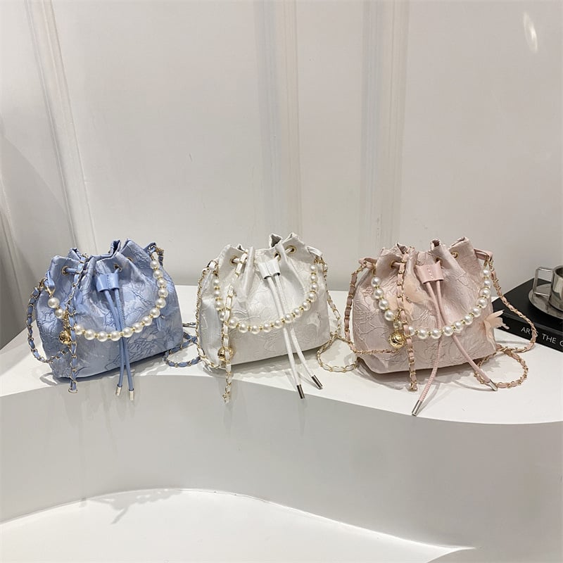 Torba tip košara u novom kineskom stilu, zatvaranje vrpcom, podstava od poliestera, džep za mobitel i osobnu iskaznicu, proljeće 2025