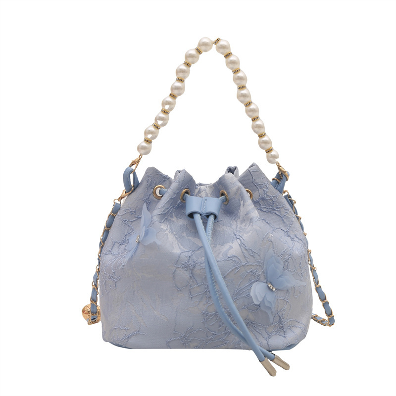 Torba tip košara u novom kineskom stilu, zatvaranje vrpcom, podstava od poliestera, džep za mobitel i osobnu iskaznicu, proljeće 2025