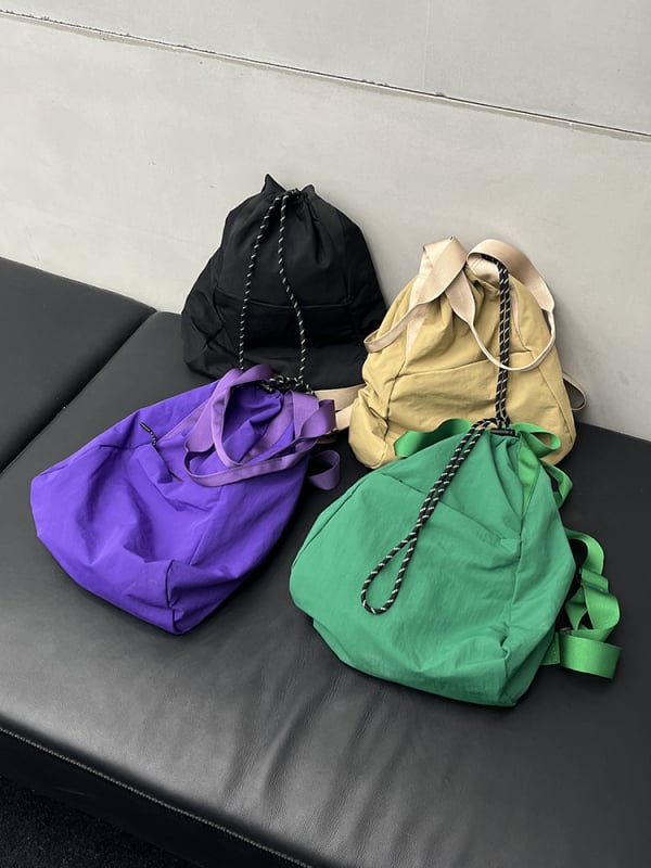 Bucket torba od Oxford platna, gradski stil, zatvaranje špagom, tri naramenice, podstava od poliester-bavlna